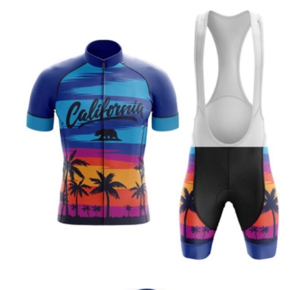 Bicycle booth cycling jersey bibs shorts full zip California kit